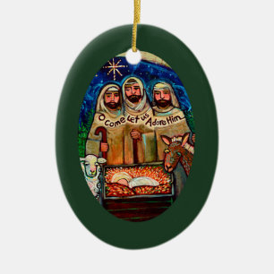 Drie Shepherds, om ons toe te laten staan om hem t Keramisch Ornament