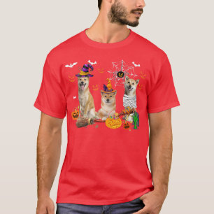 Drie shiba Inu Hogs Halloween Mummy Scary P T-shirt