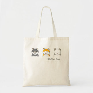 Drie Shiba-inus met verschillende kleuren van de m Tote Bag