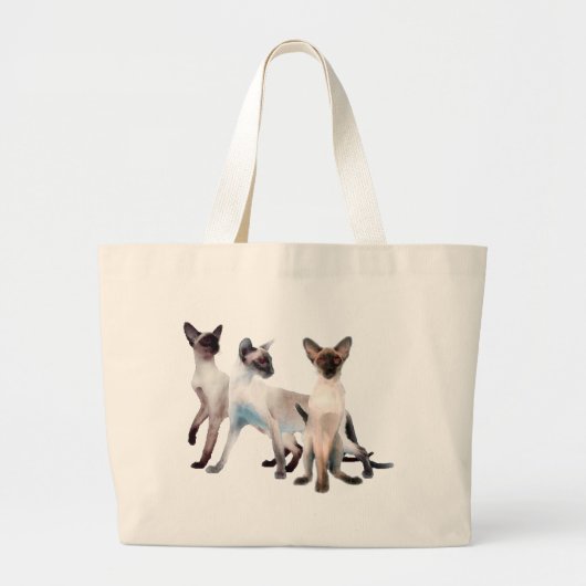 Drie Siamese katten Grote Tote Bag (Voorkant)