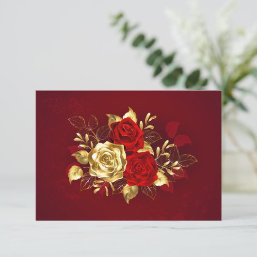 Drie sieradenrozen bedankkaart (Staand voorkant)