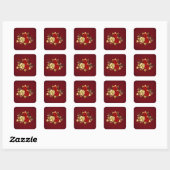 Drie sieradenrozen vierkante sticker (Vel)