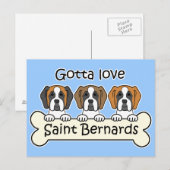 Drie Sint Bernards Briefkaart (Voorkant / Achterkant)