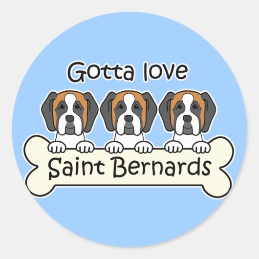 Drie Sint-Bernards Ronde Sticker (Voorkant)