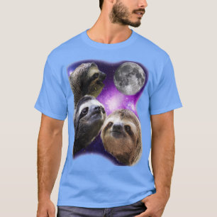 Drie sleuven die naar de Moon Funny Parody kijken T-shirt