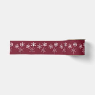 Drie Snowflakes Minimale Kerstmis met rood en wit Grosgrain Lint