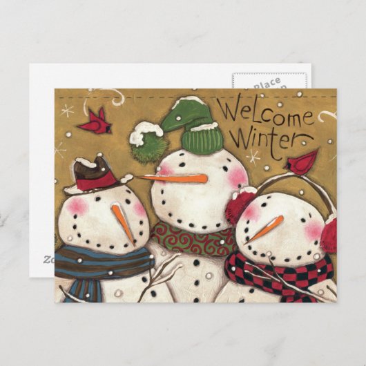 Drie Snowmen Briefkaart (Voorkant / Achterkant)