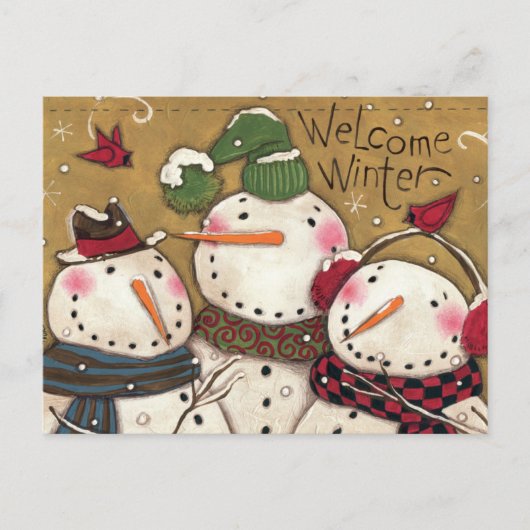 Drie Snowmen Briefkaart (Voorkant)