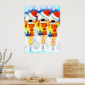 Drie Snowmen met Kerstmis Poster (Keuken)