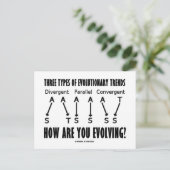 Drie soorten evolutionaire trends (evolutie) briefkaart (Staand voorkant)