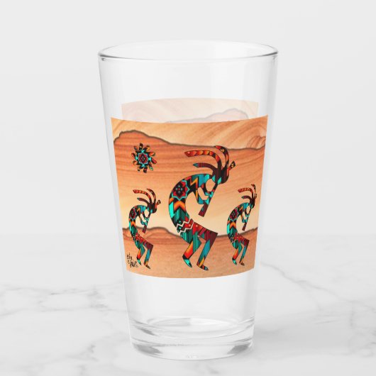 Drie Southwest Kokopelli Glass Glas (Voorkant)