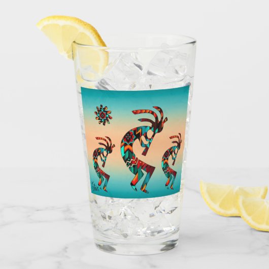 Drie Southwest Kokopelli Glass Glas (Voorkant ijs)