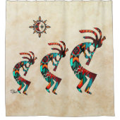 Drie Southwest Kokopelli Shower Curtain Douchegordijn (Voorkant)