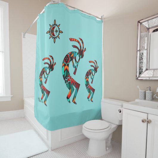 Drie Southwest Kokopelli Shower Curtain Douchegordijn (In situ)