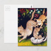 Drie speelse katten briefkaart (Voorkant / Achterkant)