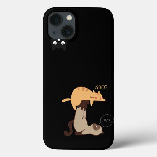 Drie speelse katten iPhone Hoesje – Minimalistisch (Achterkant)