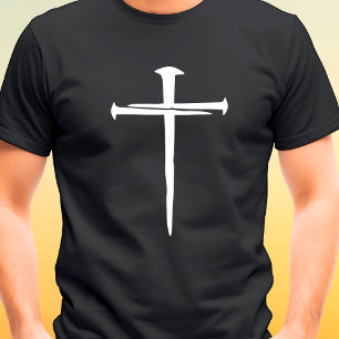 Drie spijkers Ruw Witte Kruis Christelijk T-shirt