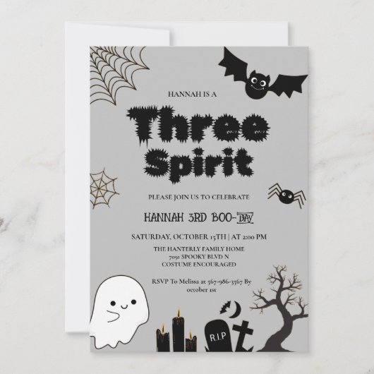 Drie Spirit Halloween 3e verjaardagsfeestje Kaart (Voorkant)
