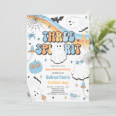 Drie Spirit Halloween Groovy Ghost 3rd Birthday Kaart (Staand voorkant)