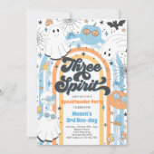 Drie Spirit Halloween Groovy Ghost 3rd Birthday Kaart (Voorkant)