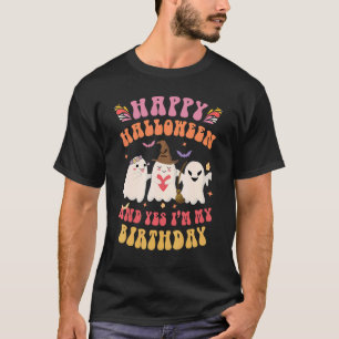 Drie spoken Retro Groovy Happy Halloween in mijn B T-shirt