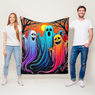 Drie Spooky Halloween Ghosts Design Fleece Deken