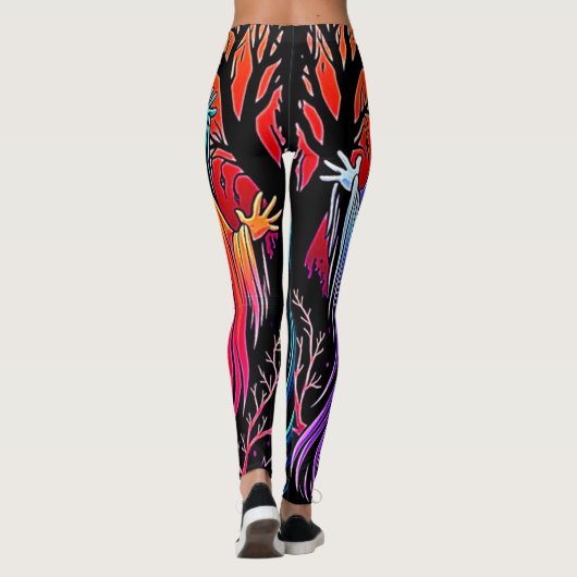 Drie Spooky Halloween Ghosts Design Leggings (Achterkant)