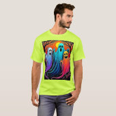 Drie Spooky Halloween Ghosts Design T-shirt (Voorkant volledig)