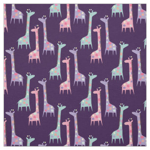 Drie Spotten Patroon van Giraffes op Paars Stof