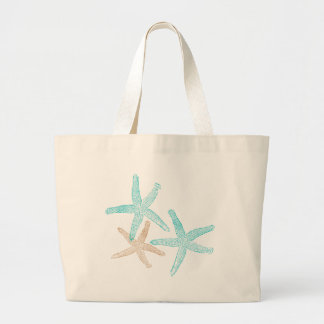 Drie Starfish Blauwgroen en Tan Grote Tote Bag
