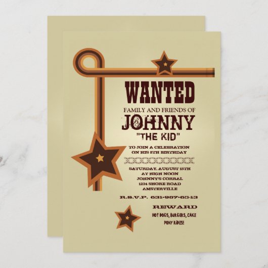 Drie Ster Westerne Uitnodiging (Voorkant / Achterkant)