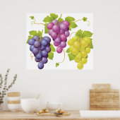 Drie stukjes druiven poster (Keuken)