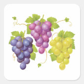 Drie stukjes druiven vierkante sticker (Voorkant)