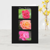 Drie Stunning Rozen Kaart (Gele Bloem)