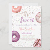 Drie Sweet Donut verjaardagsuitnodiging Kaart (Voorkant)
