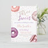 Drie Sweet Donut verjaardagsuitnodiging Kaart (Staand voorkant)