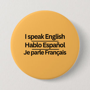 Drie-talige "Ik spreek"-spelden Ronde Button 7,6 Cm