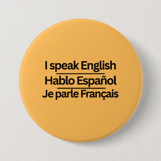 Drie-talige "Ik spreek"-spelden Ronde Button 7,6 Cm
