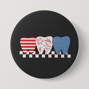 Drie tanden grafisch ontwerp 4 juli ronde button 7,6 cm