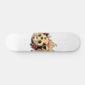 Drie Tattoo van Eyed Cute Kitten Flames Skateboard (Horizontaal)