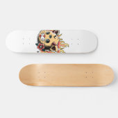 Drie Tattoo van Eyed Cute Kitten Flames Skateboard (Horizontaal)