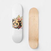 Drie Tattoo van Eyed Cute Kitten Flames Skateboard (Voorkant)