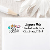 Drie teckels Pastel Ears Doodle Etiket (Insitu)