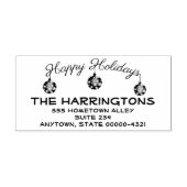 Drie Trendy Ornaments Prettige feestdagen Typograf Rubberstempel (Afrduk)