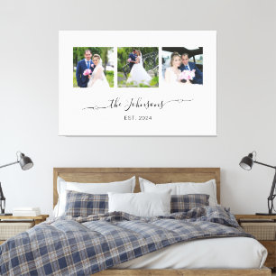 Drie trouwfoto's Hart Swash-handtekening Canvas Afdruk