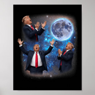 Drie Trumps Huilend naar de Maan Rare Meme Trump Poster