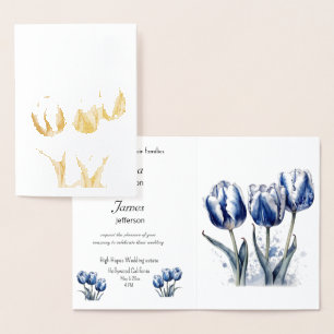 Drie tulpen, folie trouwkaart kaarten