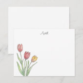 Drie tulpen gekleurd potlood, pen & inkt schets notitiekaartje (Voorkant / Achterkant)