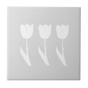 Drie Tulpen in grijs en wit Tegeltje