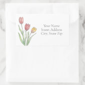 Drie Tulpen kleurpotlood, pen & inkt labels (Tas)